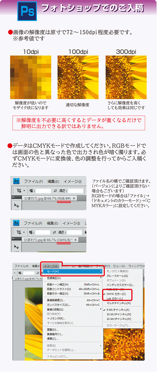 フォトショップでのご入稿